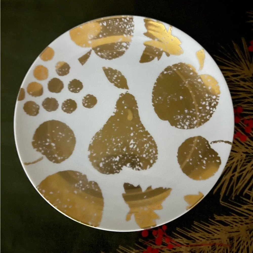 GORGEOUS CRATE AND BARREL GOLD FRUIT PLATES